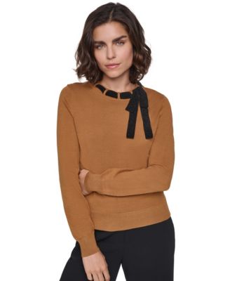 Women's Bow Front Crewneck Fitted Sweater