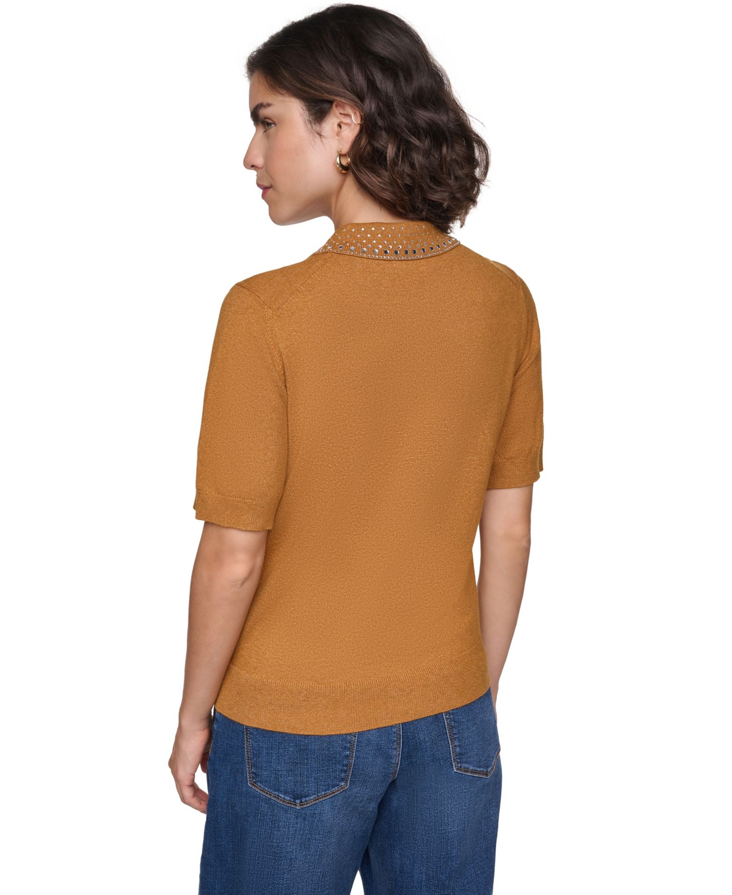 Women's Embellished Short-Sleeve Polo Shirt