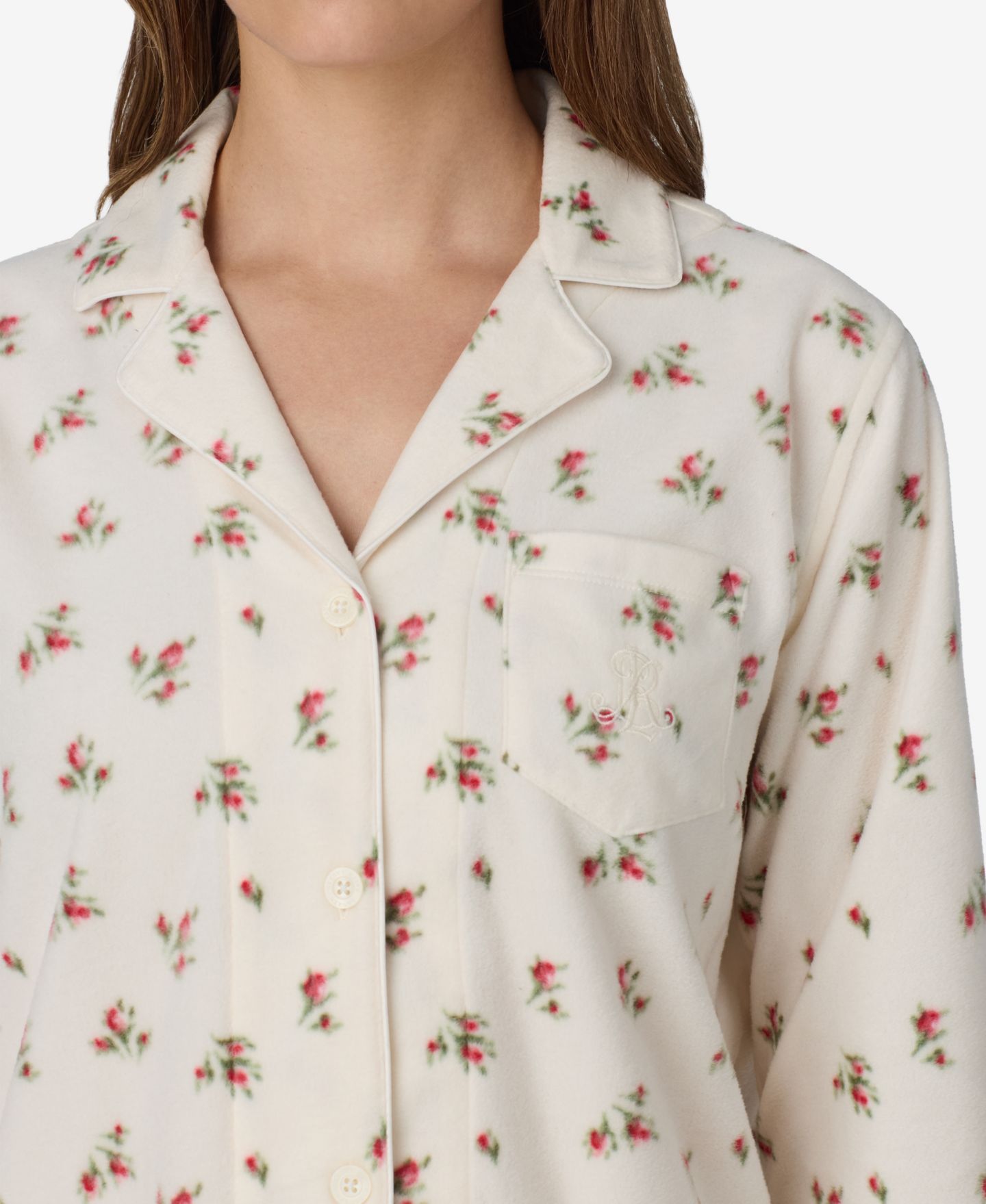 Пижамный комплект, флис, 2 предмета — Lauren Ralph Lauren, цвет: Кремовый с принтом — фото 2