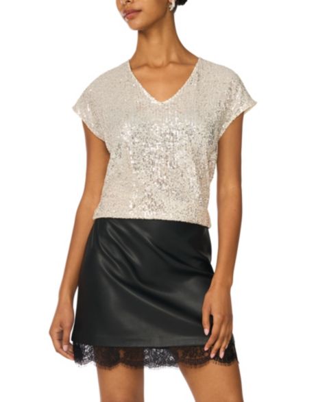 Женская блузка Vince Camuto Sequined Dolman Sleeve V-Neck, цвет: Шампань