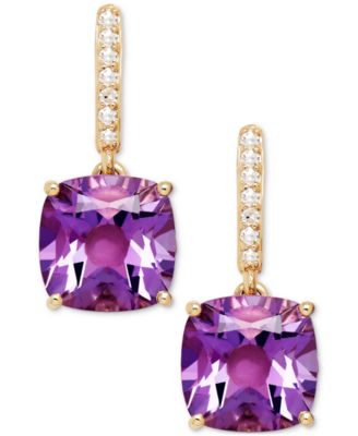 Macy's - Amethyst (3-9/10 ct. t.w.) and Diamond Accent Drop Earrings in 14k Yellow Gold (Also Available in Blue Topaz)