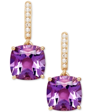 image of Amethyst (3-9/10 ct. t.w.) and Diamond Accent Drop Earrings in 14k Yellow Gold