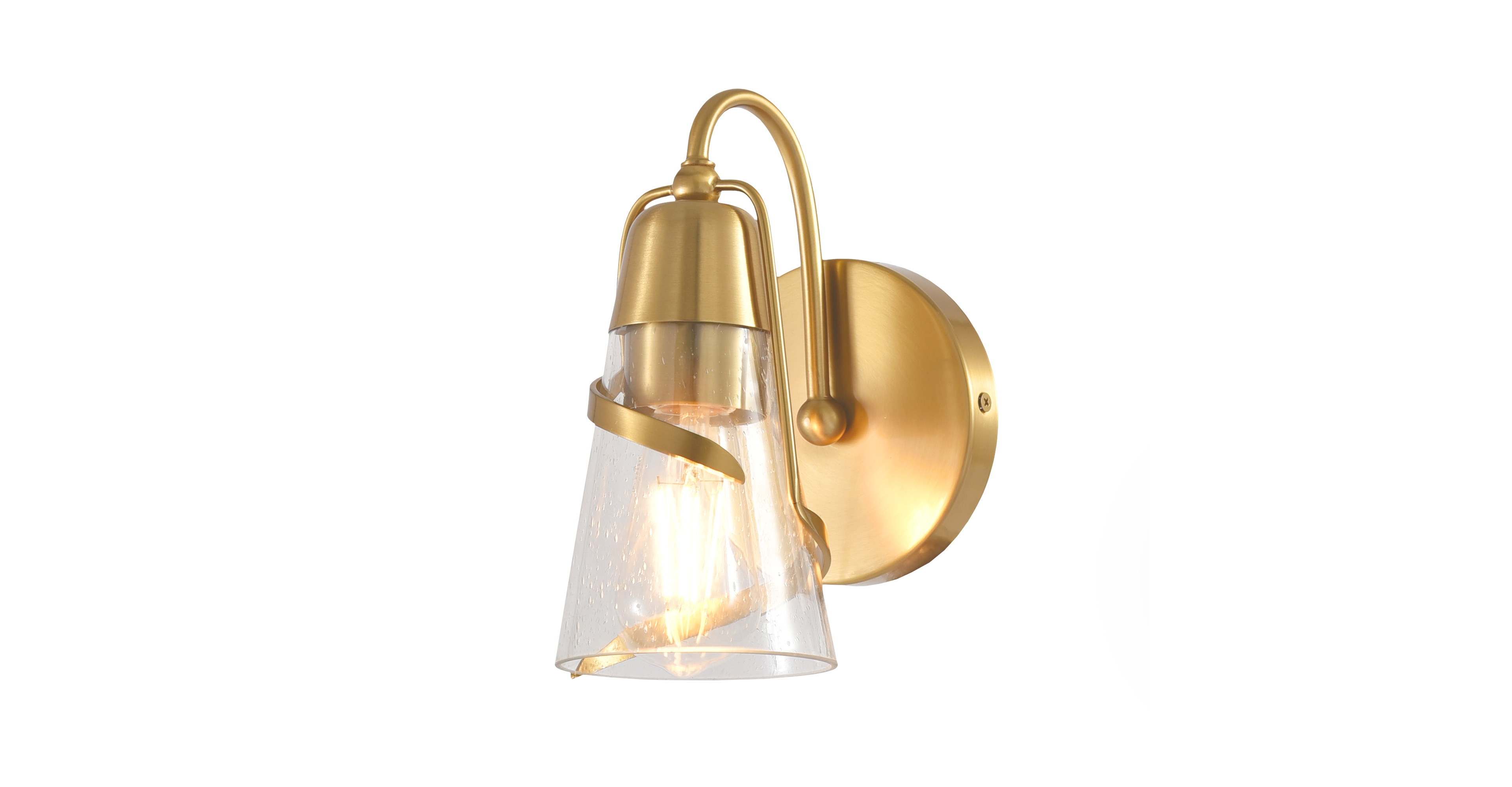 Parrot Uncle 5" Antique Seeded Glass Modern Arch Bathroom Vanity Light Wall Sconce