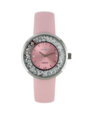 Women's SIlver 38mm Floating CZ Diamond Dial Watch