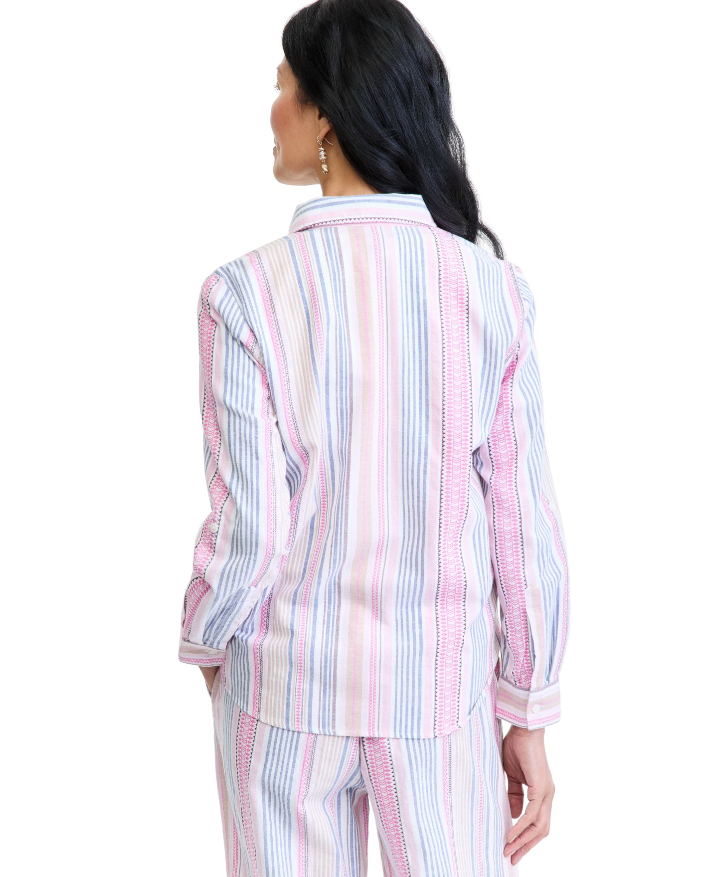 Женская рубашка Style & Co Striped Long-Sleeve Tie Front, цвет: Яркий белый — фото 4