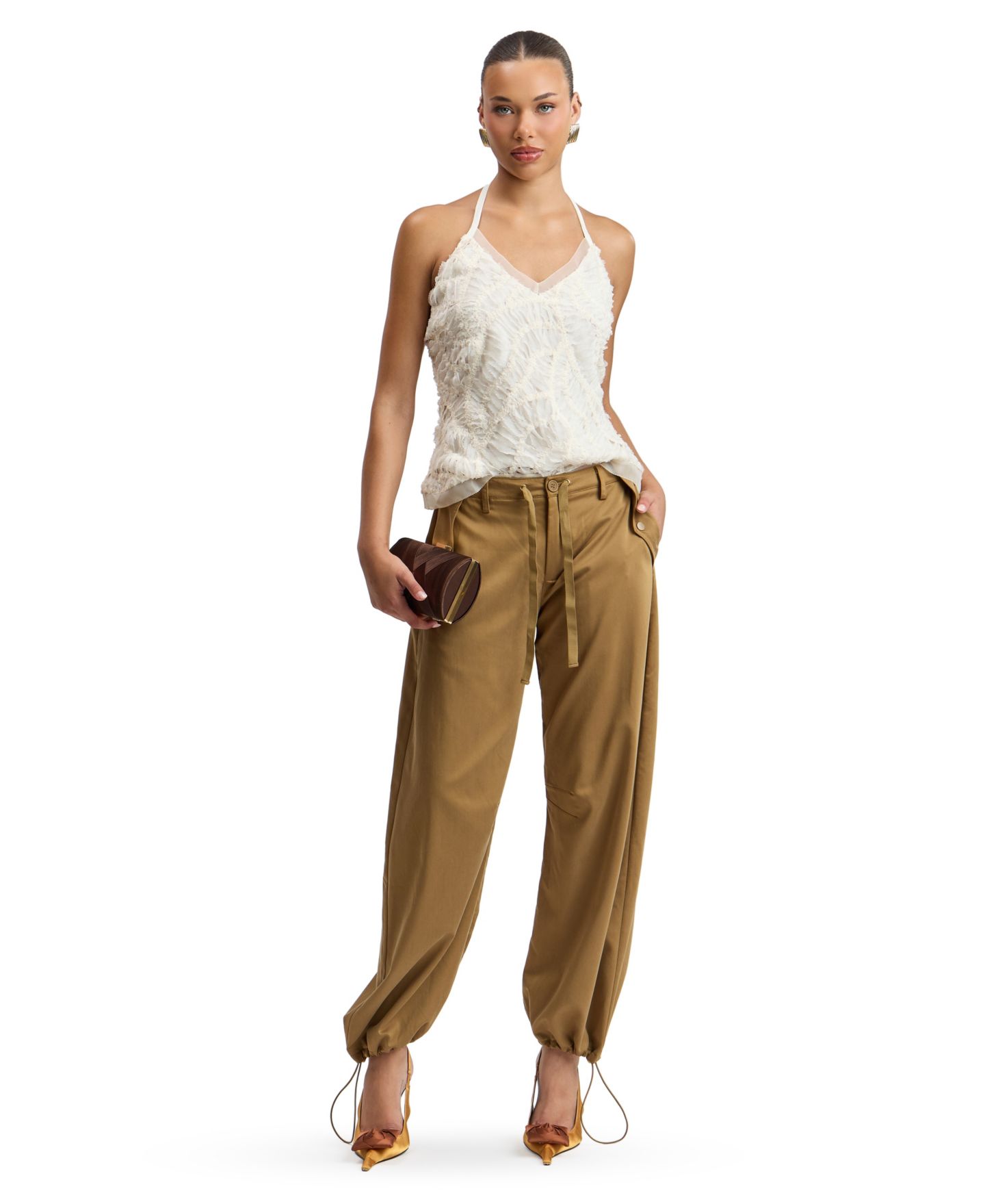 Женские брюки Avec Les Filles Baggy Cargo Wide Leg, цвет: Оливковый — фото 2