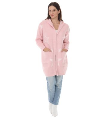 Women's Hooded Star-Print Wool Cardigan