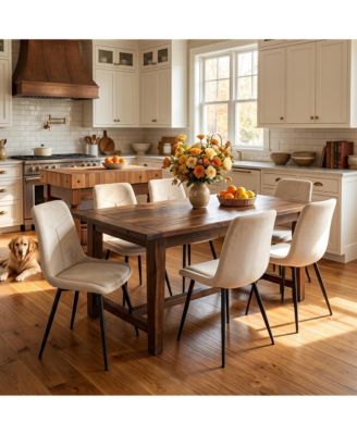  Dining Chair Set 6-Piece Soft Chenille Upholstery with Sturdy Metal Frame Dining Chairs