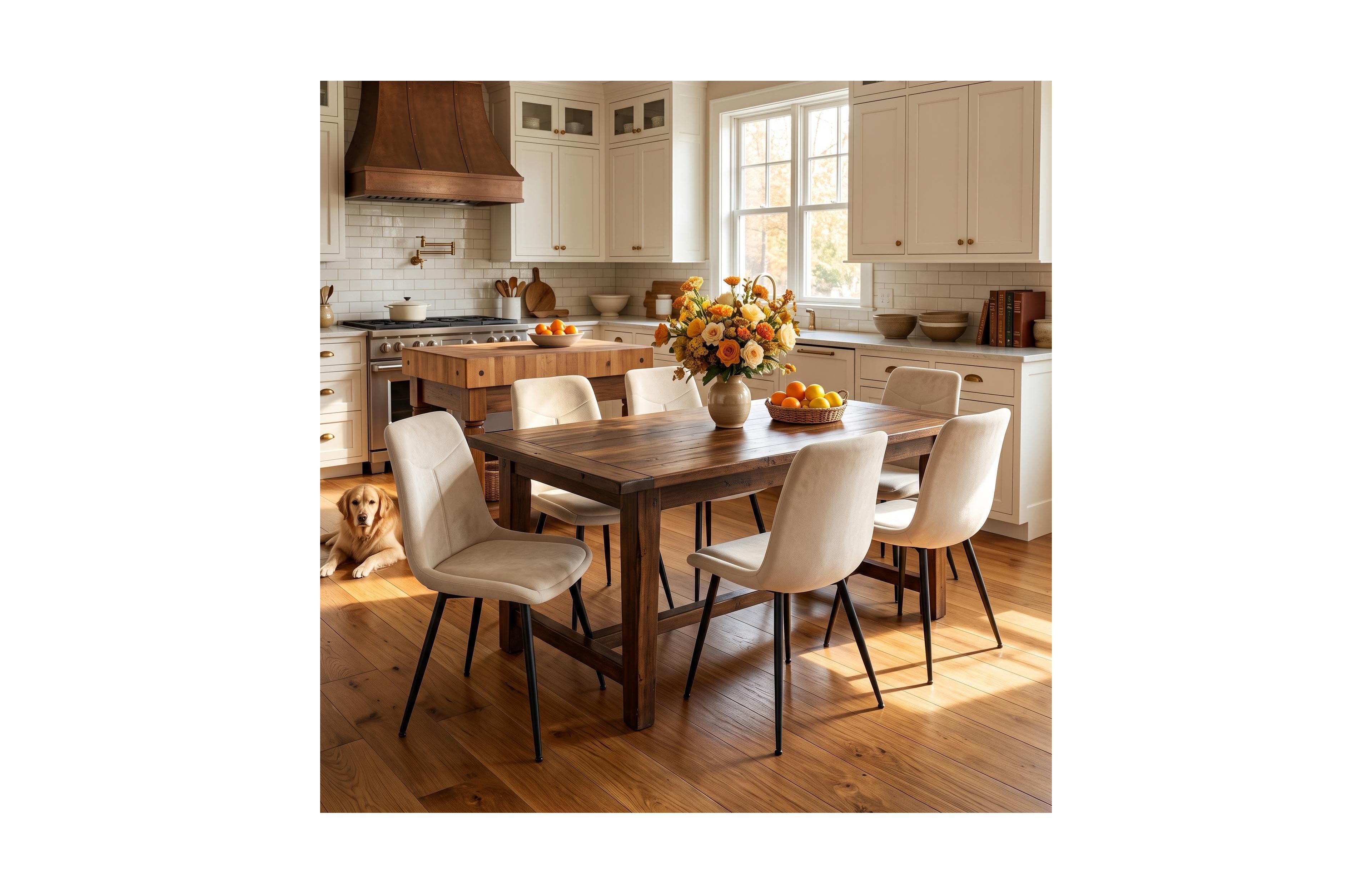 gaomon Dining Chair Set 6-Piece Soft Chenille Upholstery with Sturdy Metal Frame Dining Chairs
