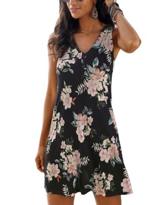 Women's Floral-Print A-Line V-Neck Dress