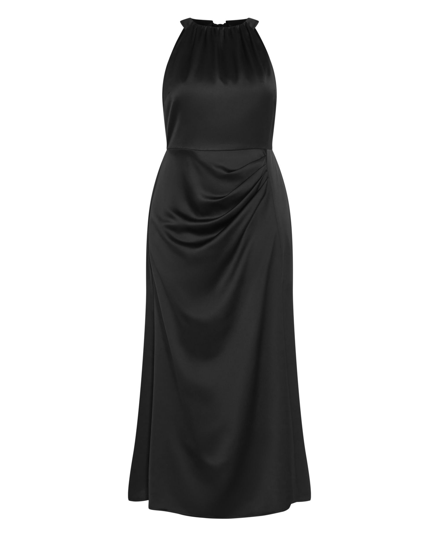 Plus Size Celina Halter Maxi Side-Pleated Dress