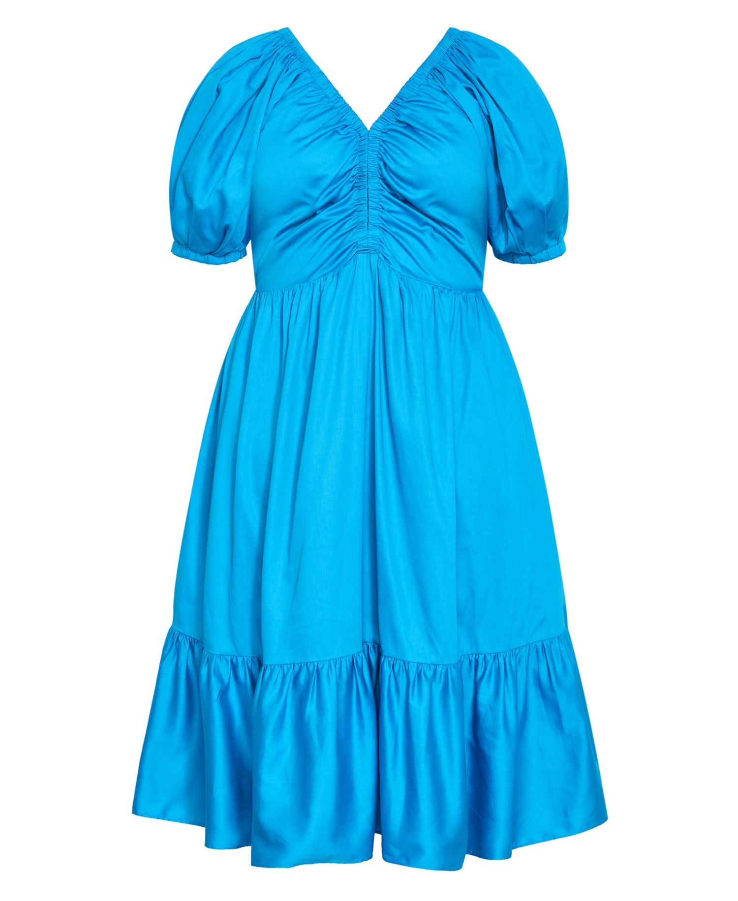 Plus Size Gracie V-Neck Puff Sleeve Cotton Dress