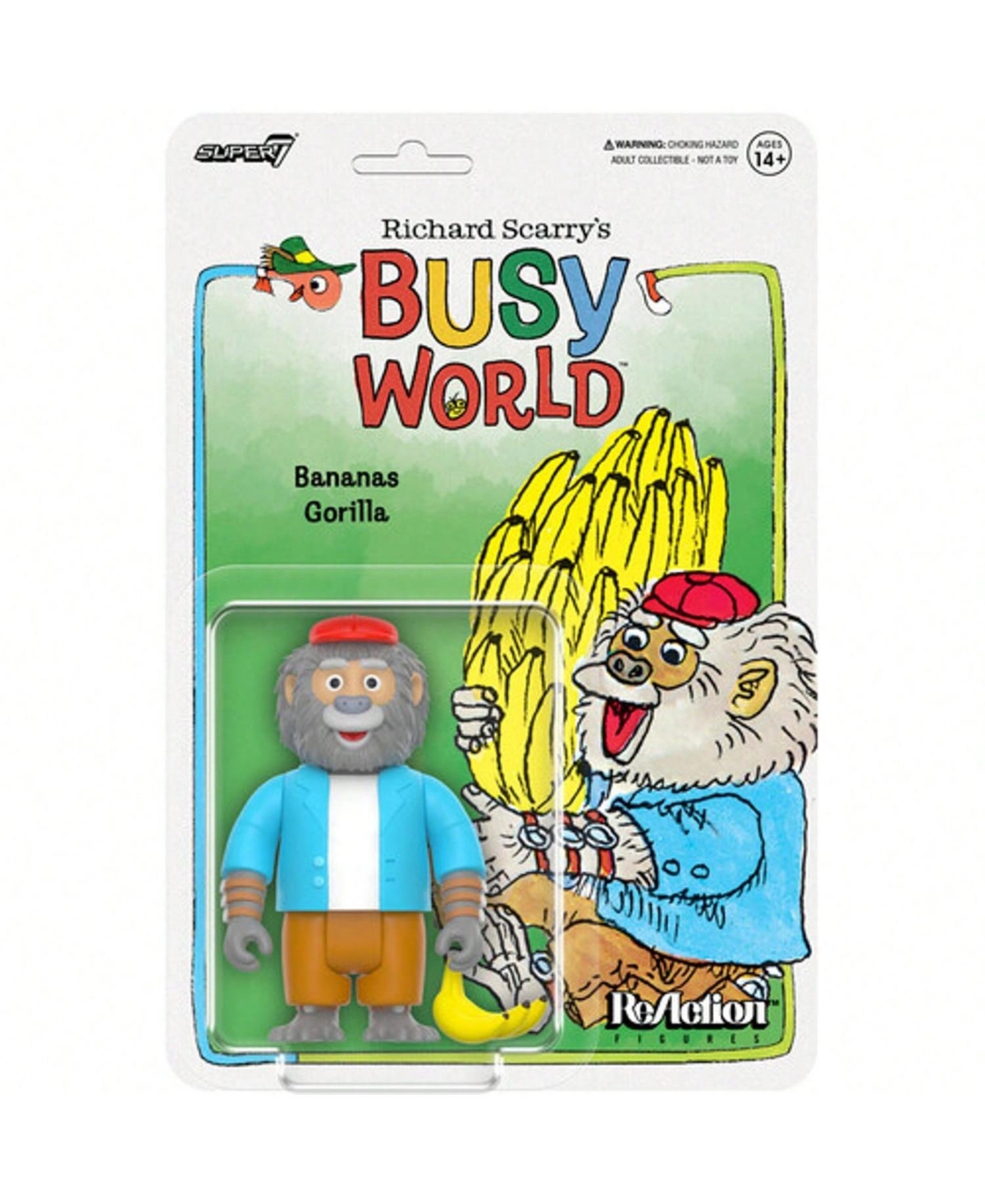 Super7 Richard Scarry Bananas Gorilla Articulated Collectible 3.75" Action Figure, 14+ Years