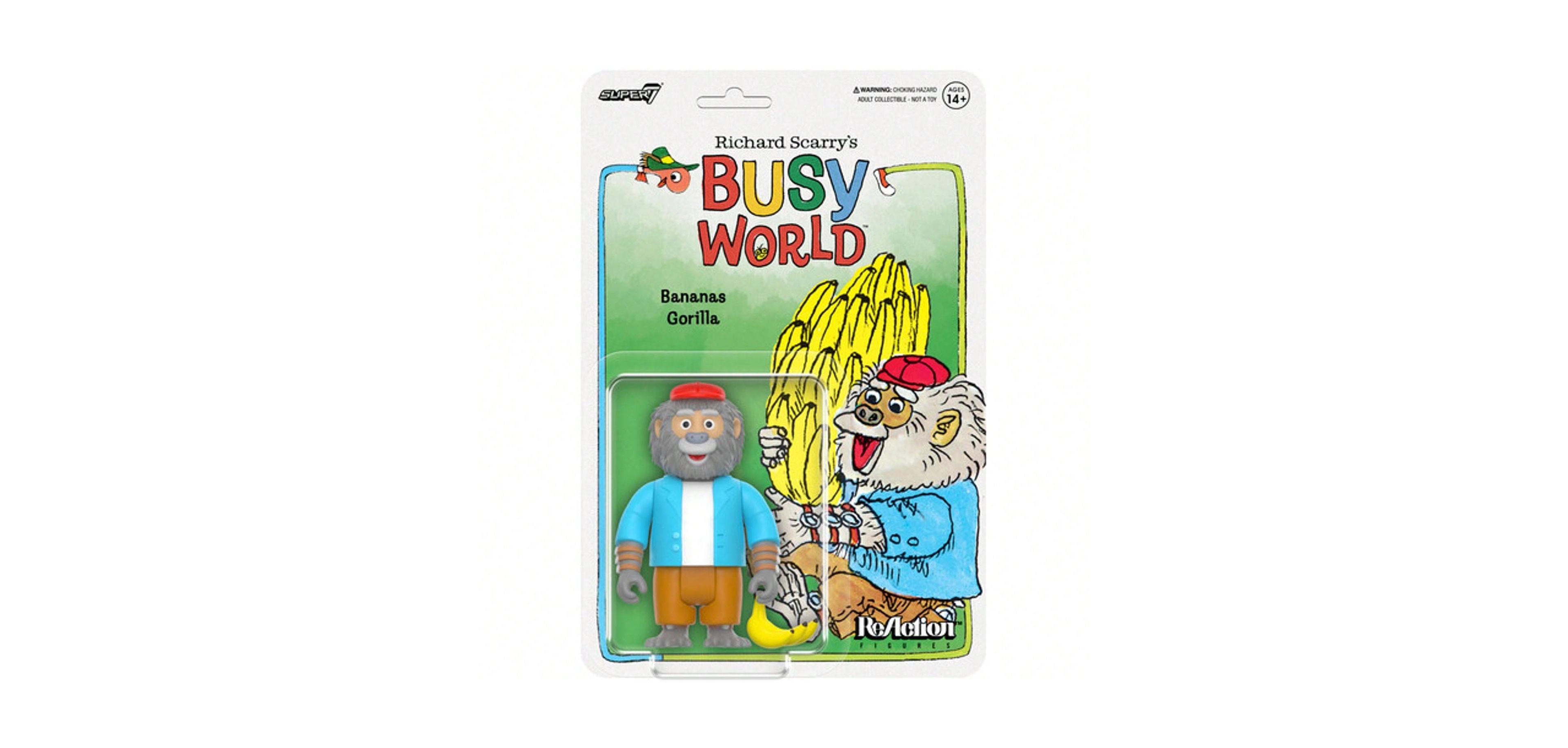 Super7 Richard Scarry Bananas Gorilla Articulated Collectible 3.75" Action Figure, 14+ Years