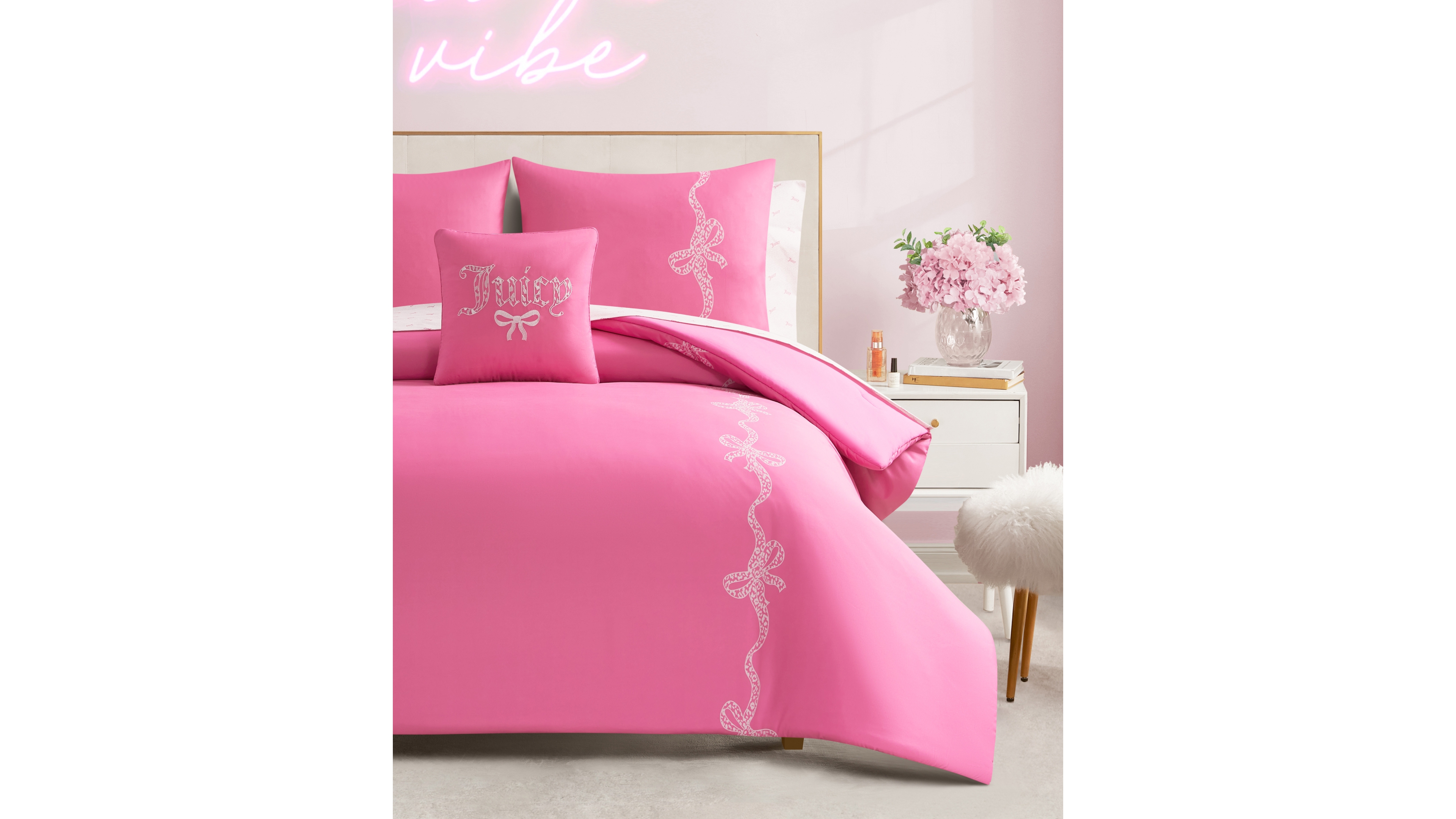 Juicy Couture Hotel Stripe Leopard Bows 8-Piece Bed in a Bag Comforter Set, King