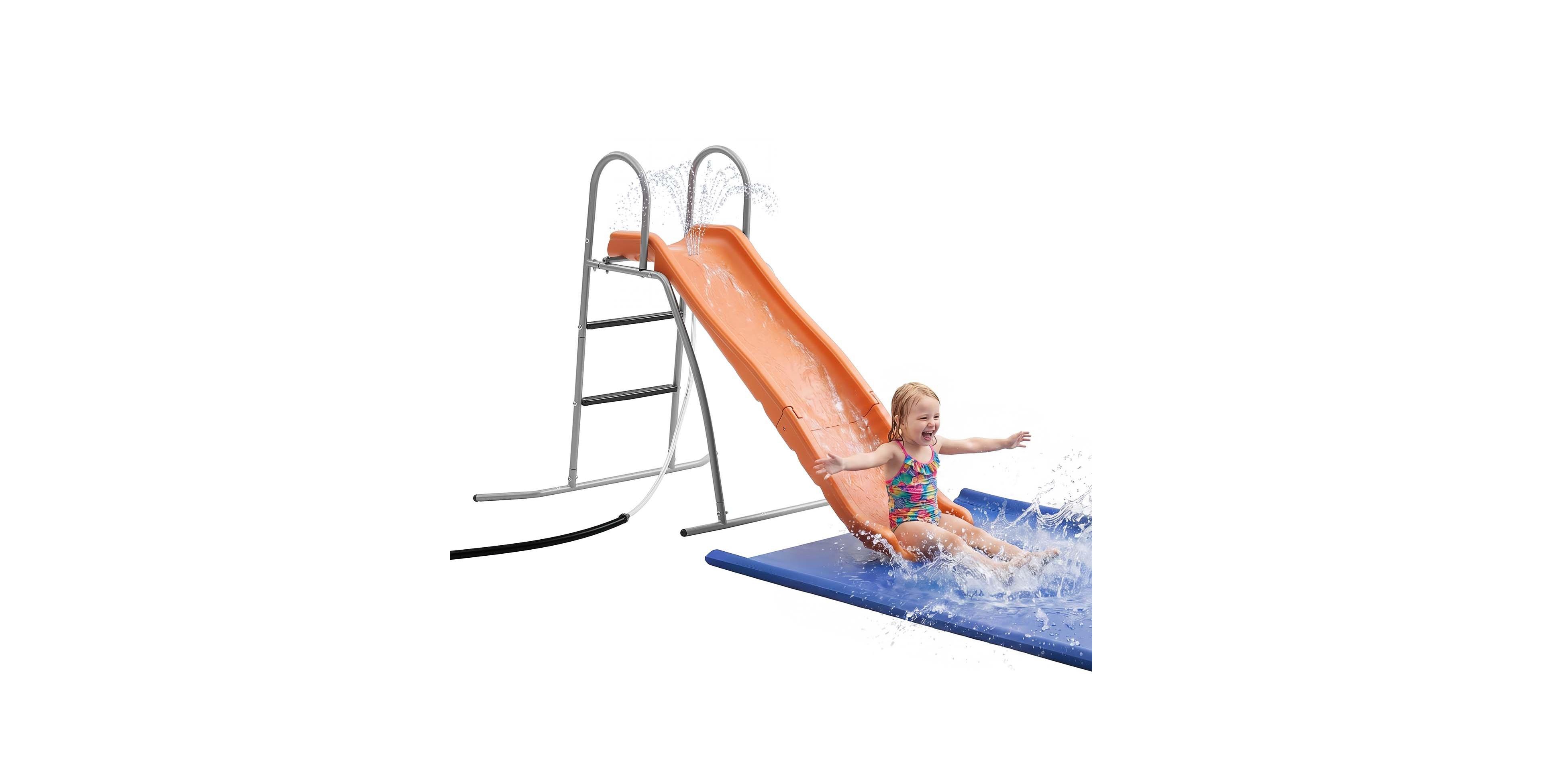 Hongge Freestanding Water Slide with Built-in Sprinkler, 100 lb Capacity, Ages 3+