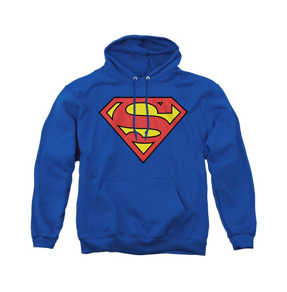 Superman Men's Classic Logo Graphic Kangaroo Pocket Classic-Fit Pull-Over Hoodie - Royal blue