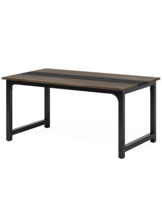 Large Rectangular Dining Table with Metal Frame for Family Dining Room