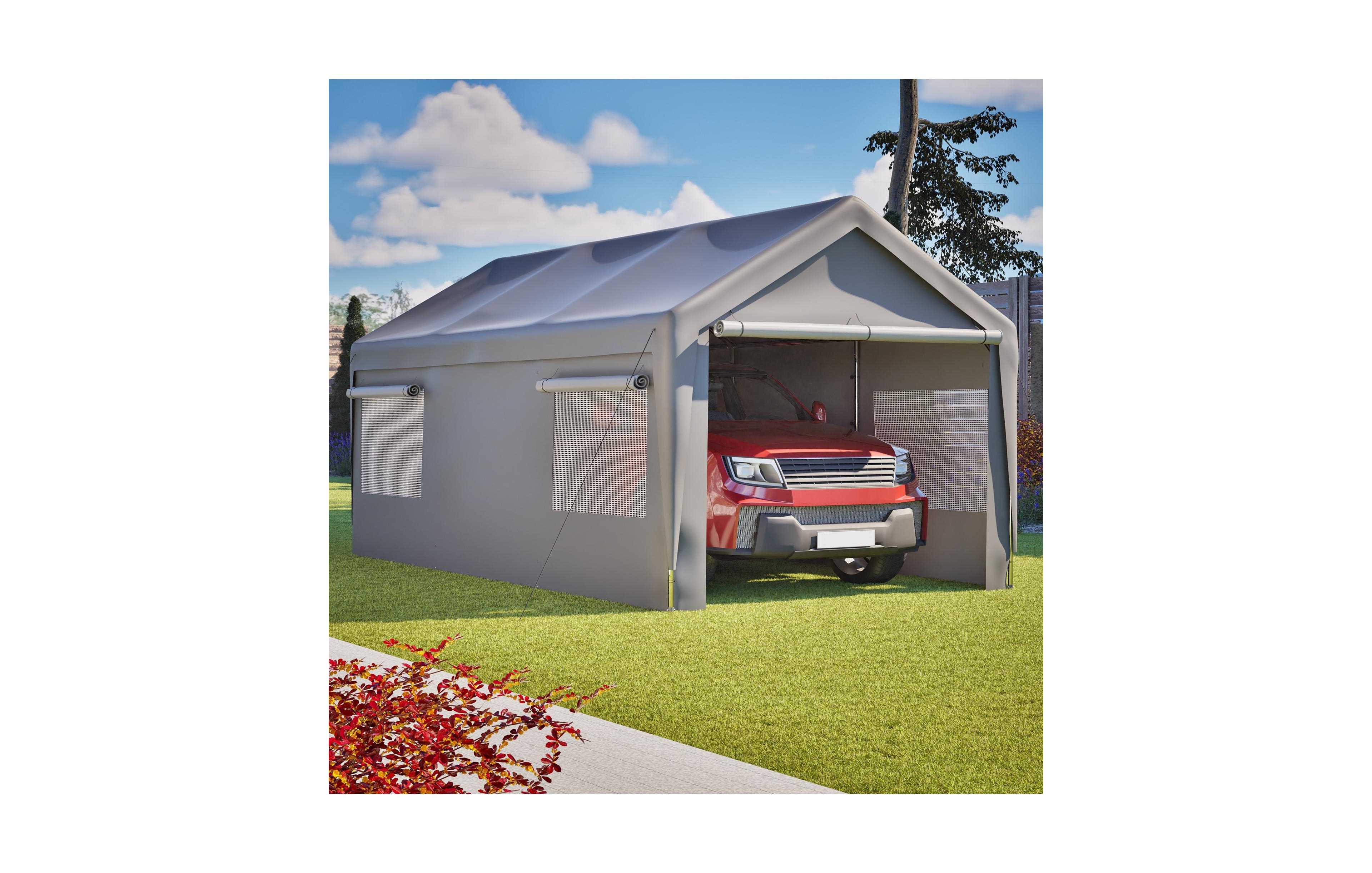 Clihome 10x20 Ft Heavy Duty Carport Canopy with Removable Sidewalls and Roll-Up Windows