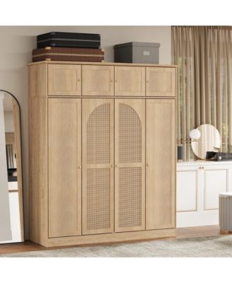 70.87"Tall 8-Door Large Capacity Armoire Wardrobe Closet with Hanging Rod,Clothing Storage Cabinet