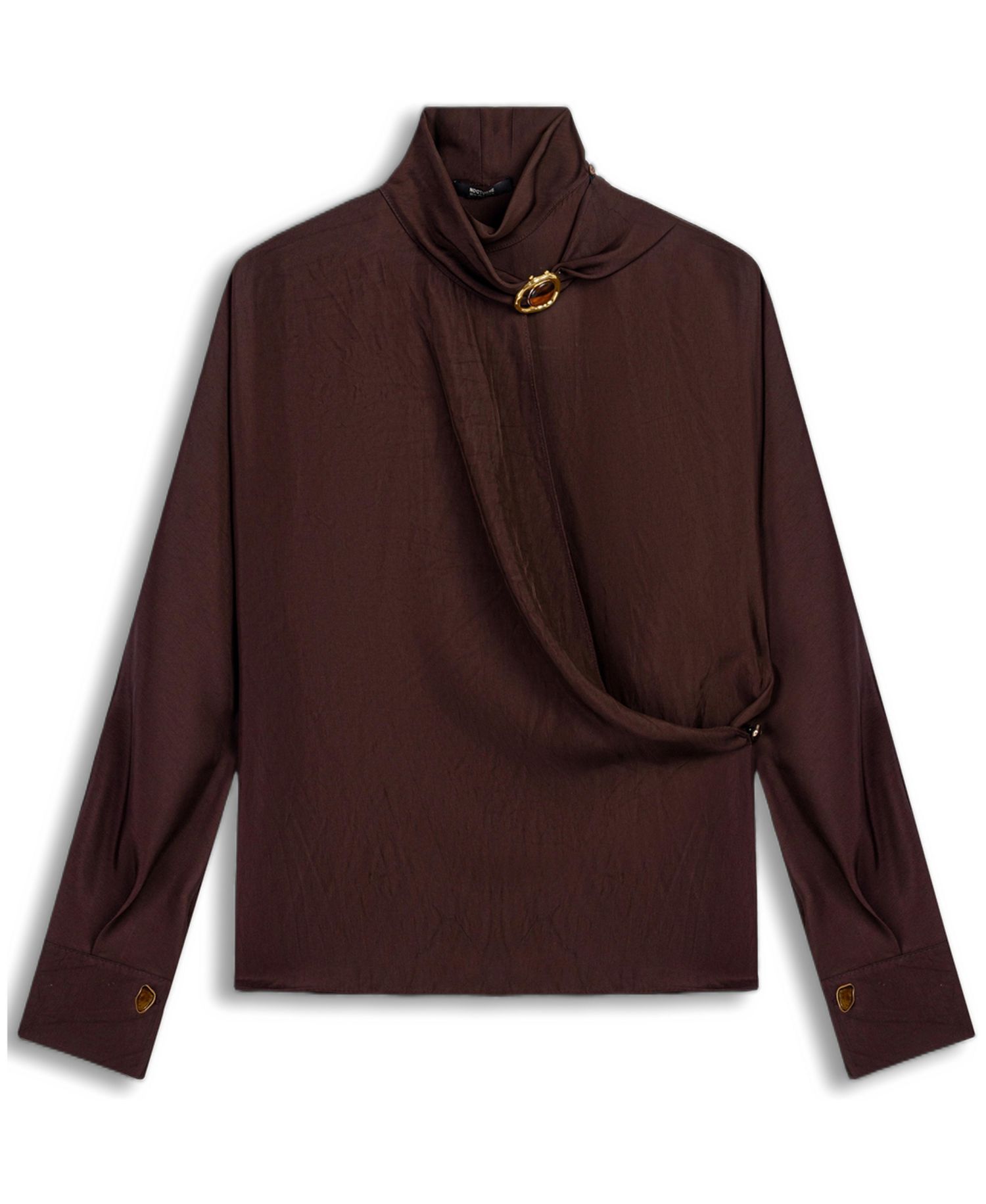 Women's Stone-Accessory Stand-Collar Long-Sleeve Blouse