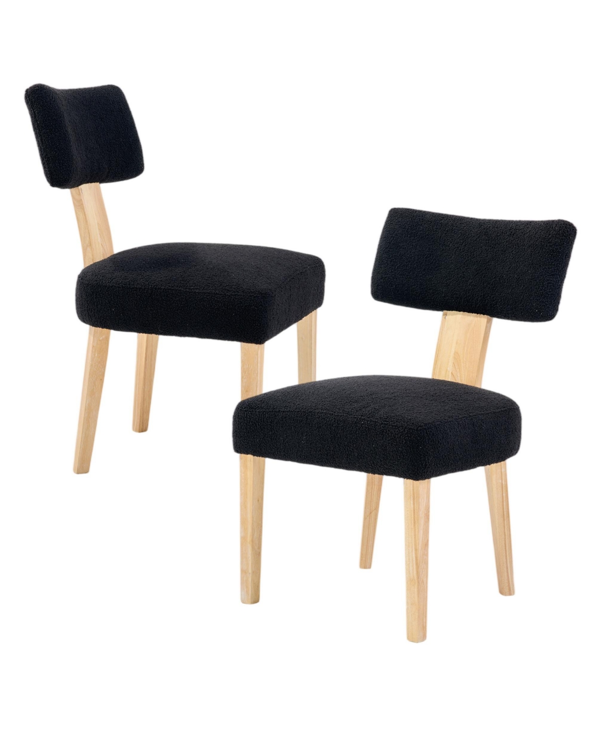 Clihome Wooden Dining Chairs Set of 2,Modern Fabric Upholstered Kitchen Side Chairs with Comfortable Seat - Black