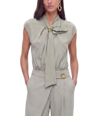 Women's Collared Sleeveless Bodysuit Blouse