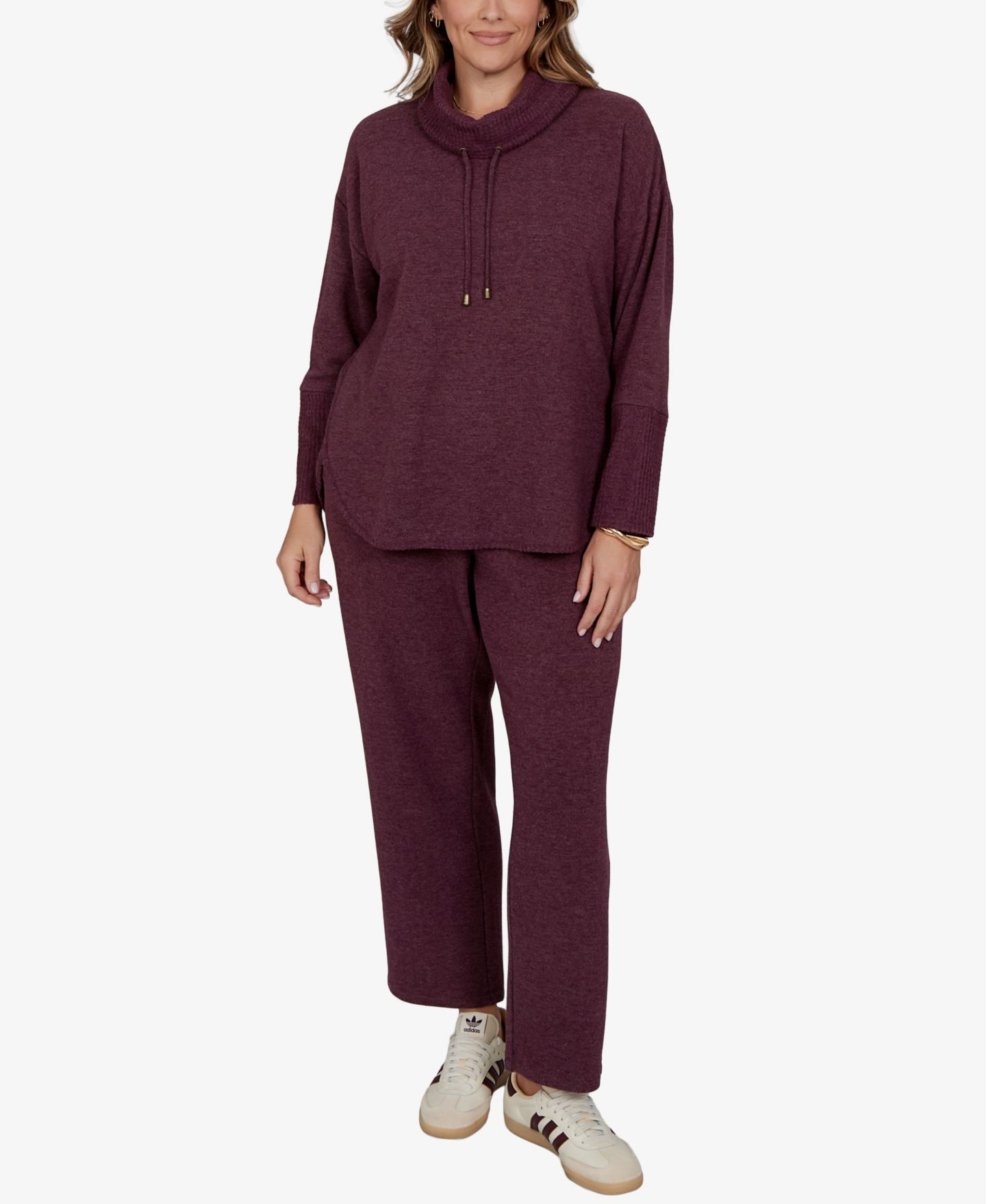 Женский топ Ruby Rd. Plus Size Cowl-Neck Long-Sleeve Oversized, цвет: Инжирный — фото 2