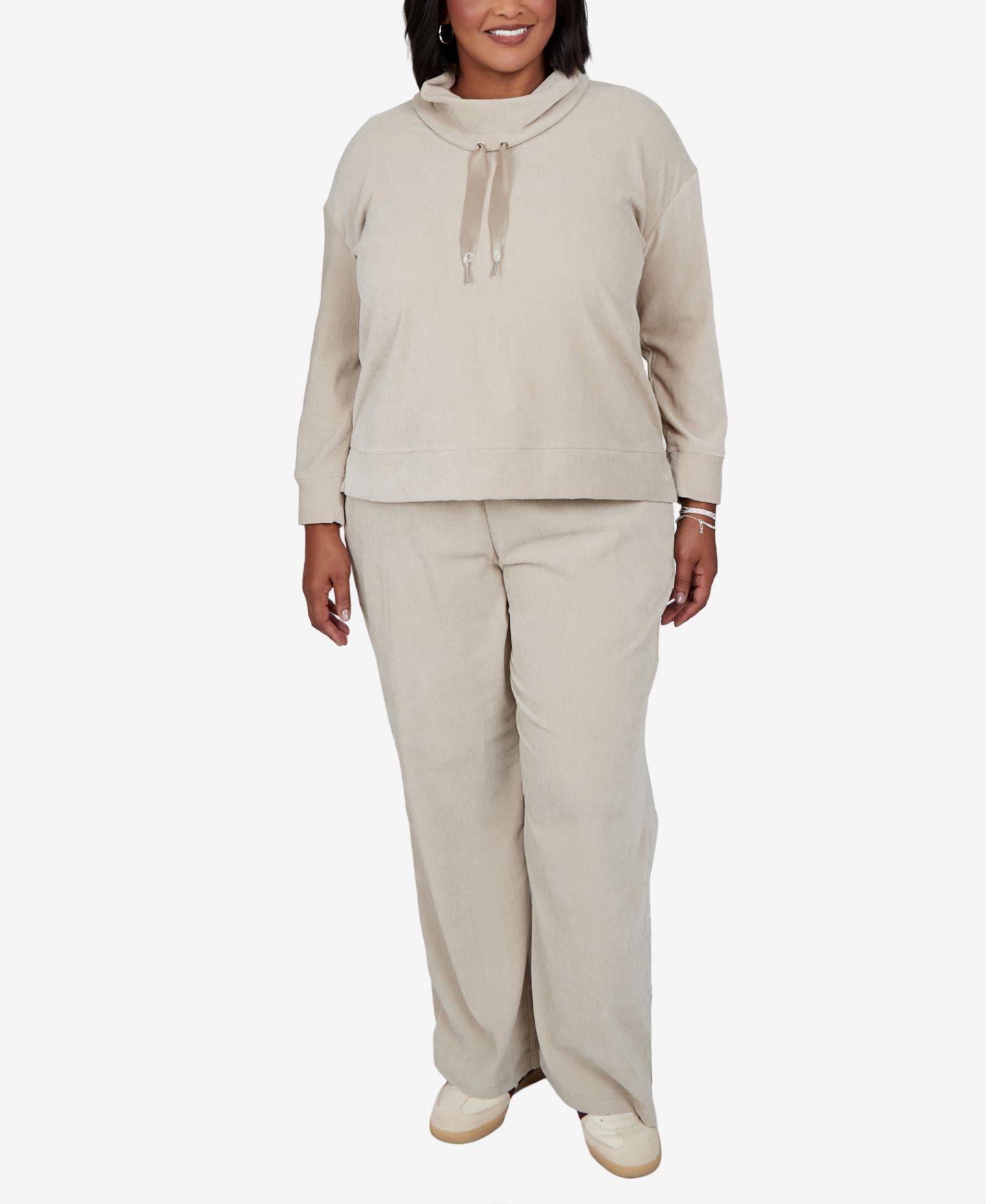 Женский свитер Ruby Rd. Plus Size Cowl Neck Ribbed-Knit Long-Sleeve Pullover, цвет: Chino — фото 2