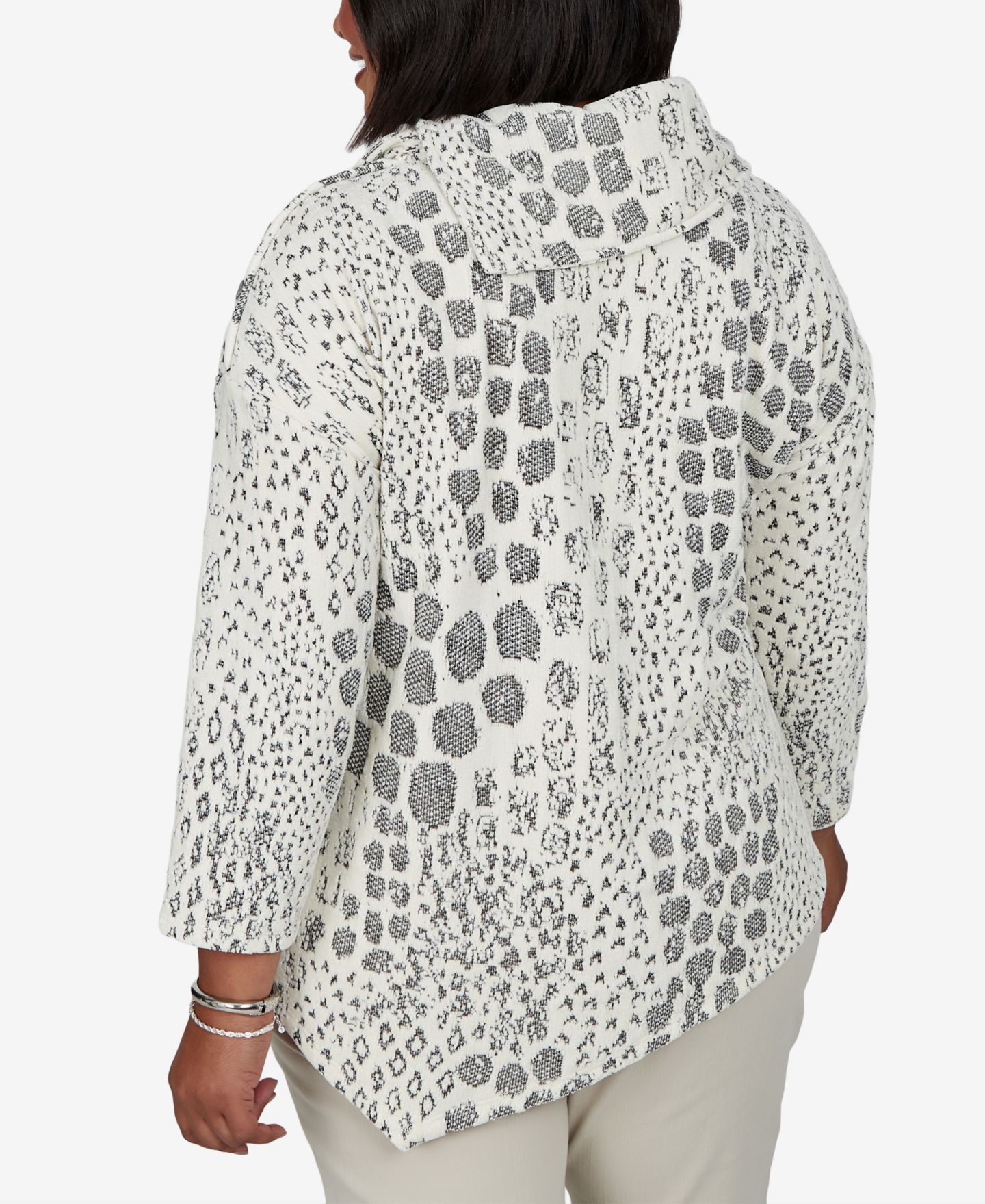 Женская блузка Ruby Rd. Plus Size 3/4-Sleeve Animal-Print Cowl-Neck, цвет: Слоновая кость — фото 5