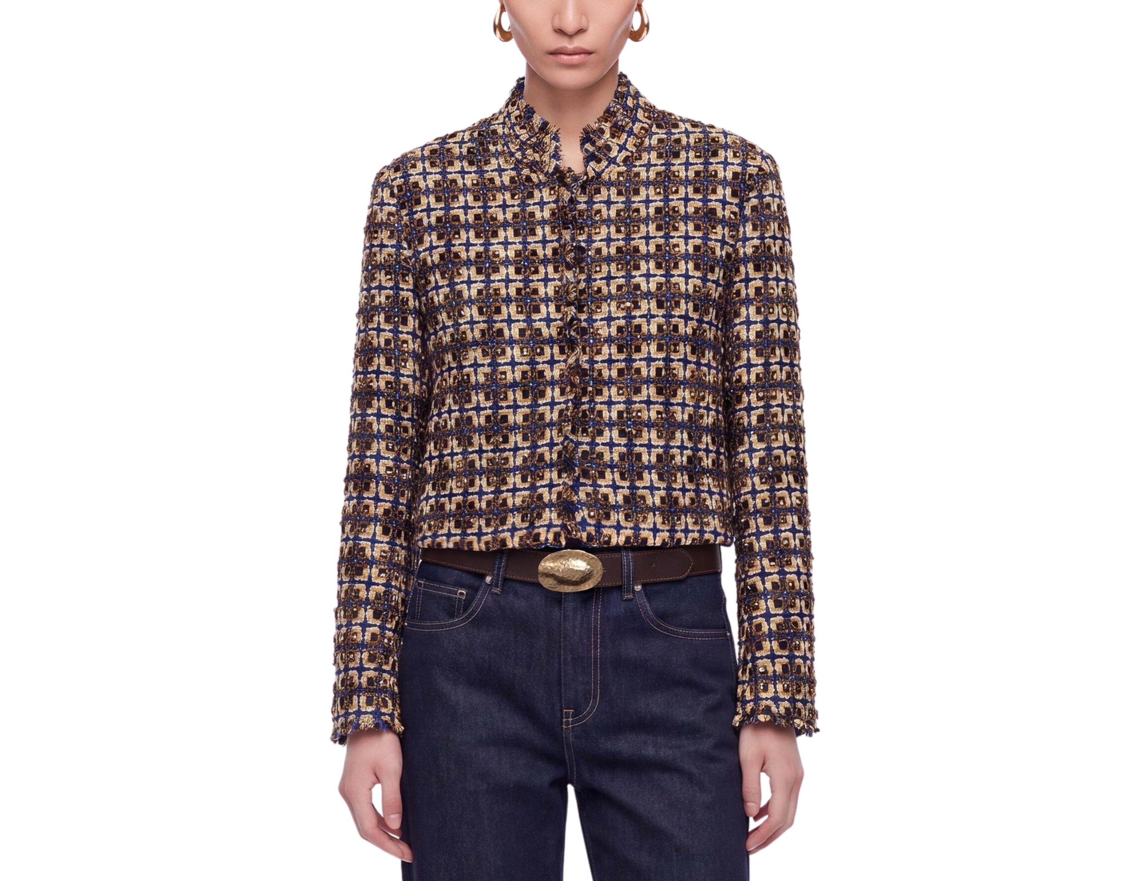 Nocturne Women's Cropped Tweed Frayed-Edge Jacket