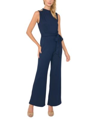 Women's Sleeveless Crewneck Wide-Leg Jumpsuit