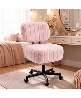Plush Velvet Vanity Chair with Hidden Storage and Backrest, Height Adjustable Swivel