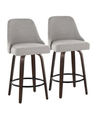 Studded Marcel Upholstered Swivel Counter Stool, Set of 2