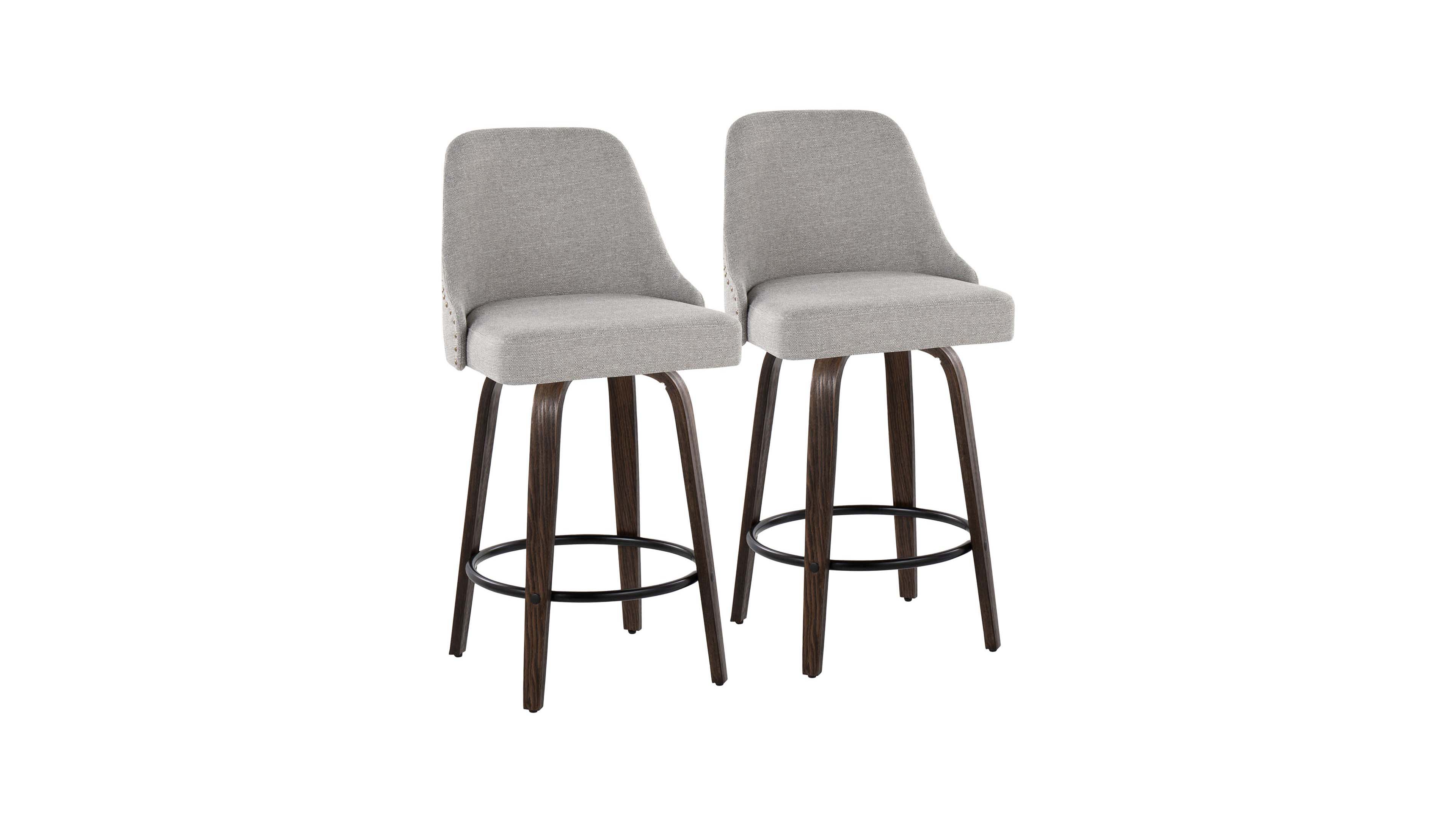 Lumisource Studded Marcel Upholstered Swivel Counter Stool, Set of 2