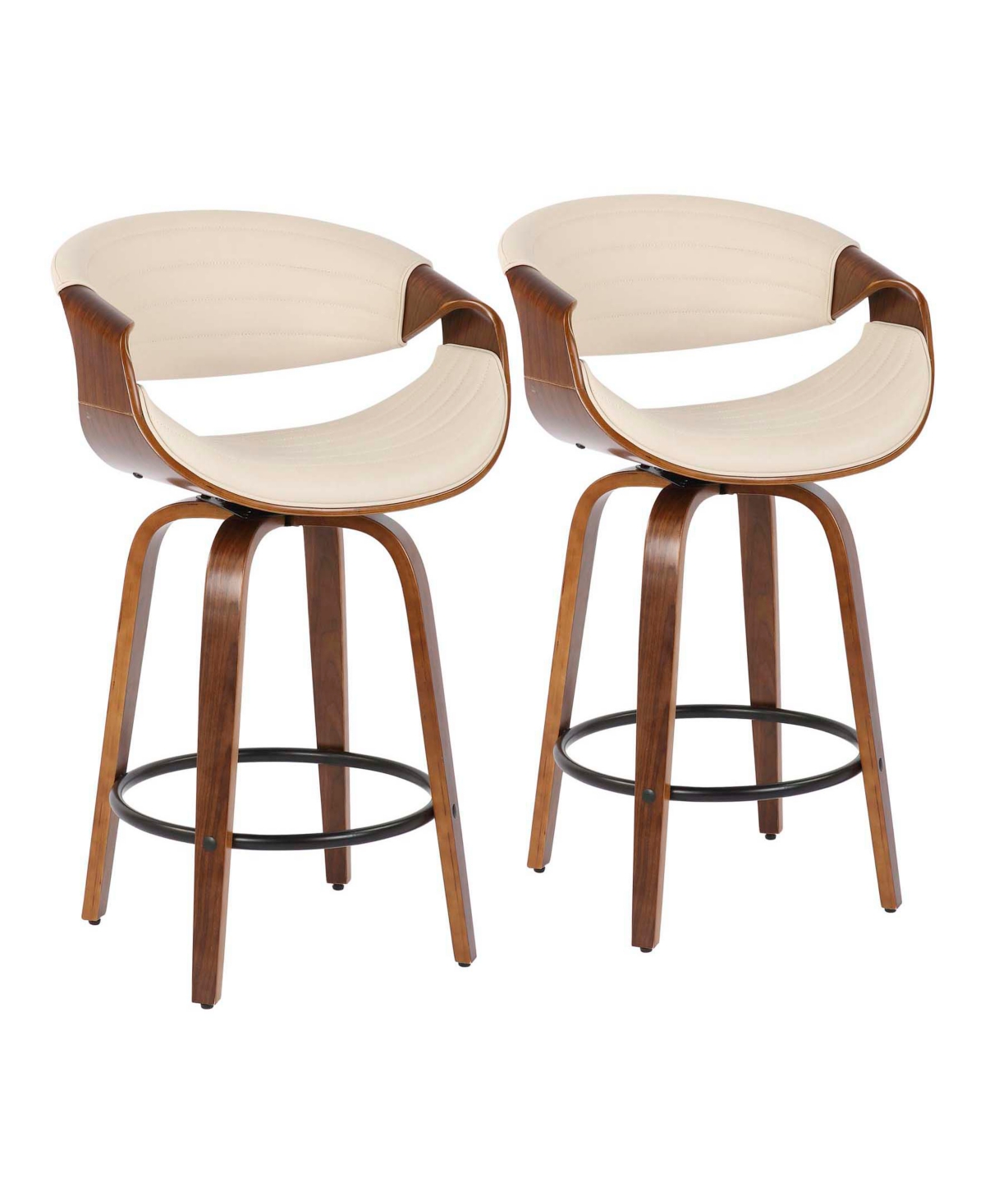 Lumisource Symphony Upholstered Swivel Counter Stool, Set of 2
