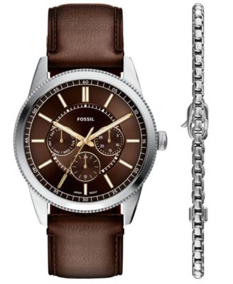 Men's Quartz Date Brown Leather Watch 42mm