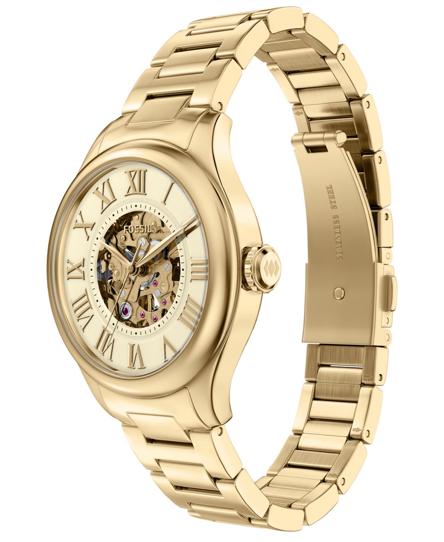 Женские часы Fossil Automatic Water-Resistant Gold Stainless Steel Bracelet Watch 36mm — фото 7