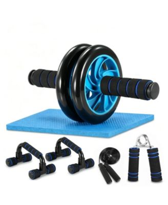 5 In 1 Home Workout Equipment Ab Wheel Roller Jump Rope Hand Gripper Push Up Bars Knee Pad