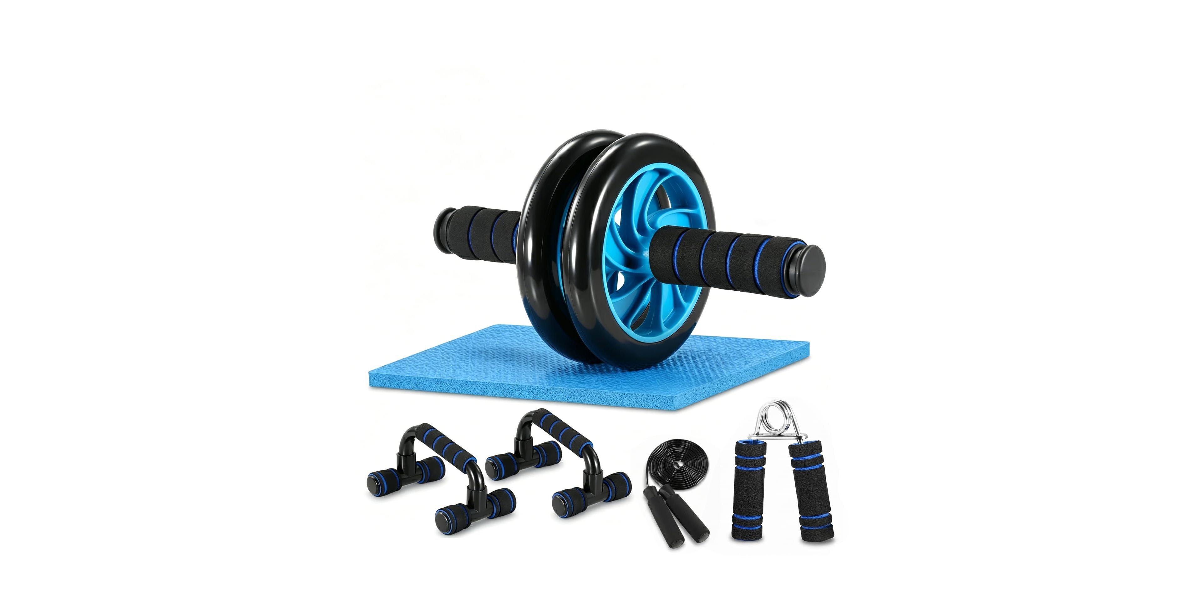 Sportneer 5 In 1 Home Workout Equipment Ab Wheel Roller Jump Rope Hand Gripper Push Up Bars Knee Pad