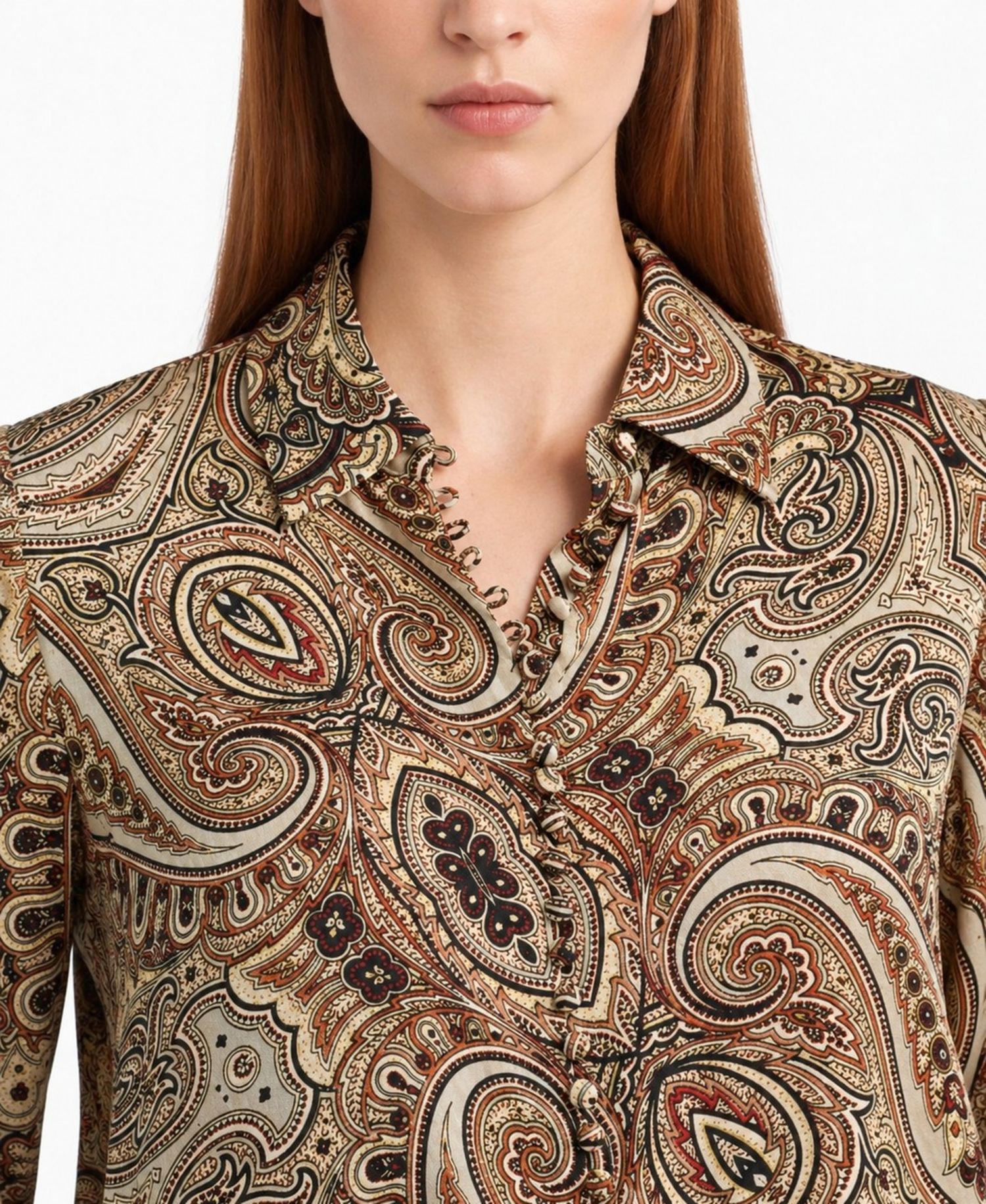 Women's Pria Silk-Blend Long-Sleeve Collared Blouse