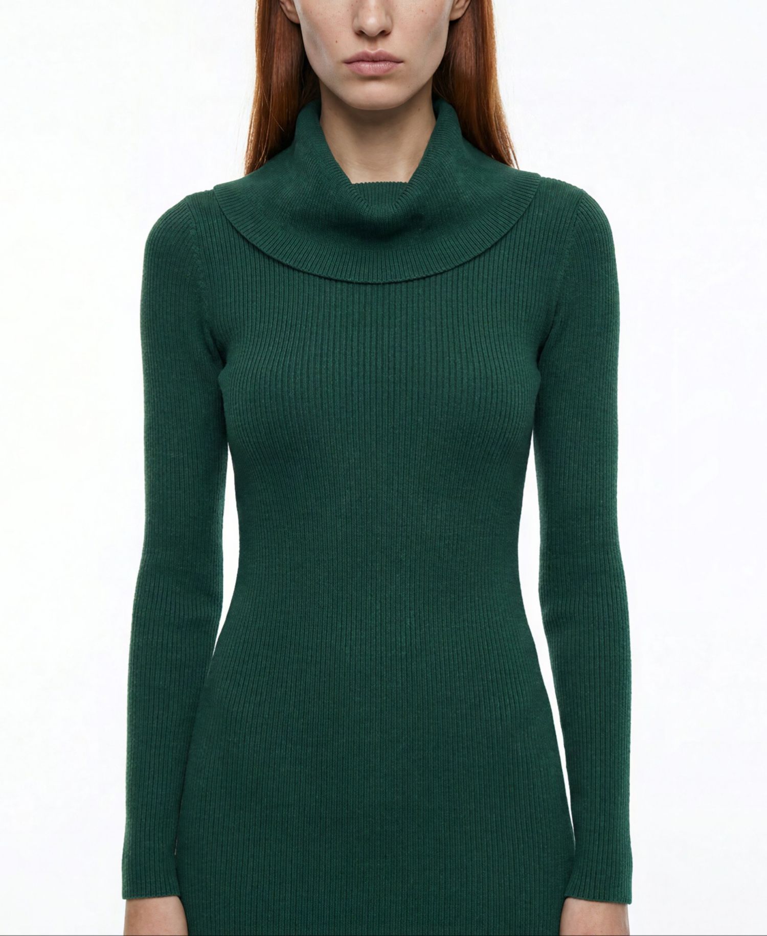 Women's Lucia Merino Wool Cowl Neck Midi Sweater Dress