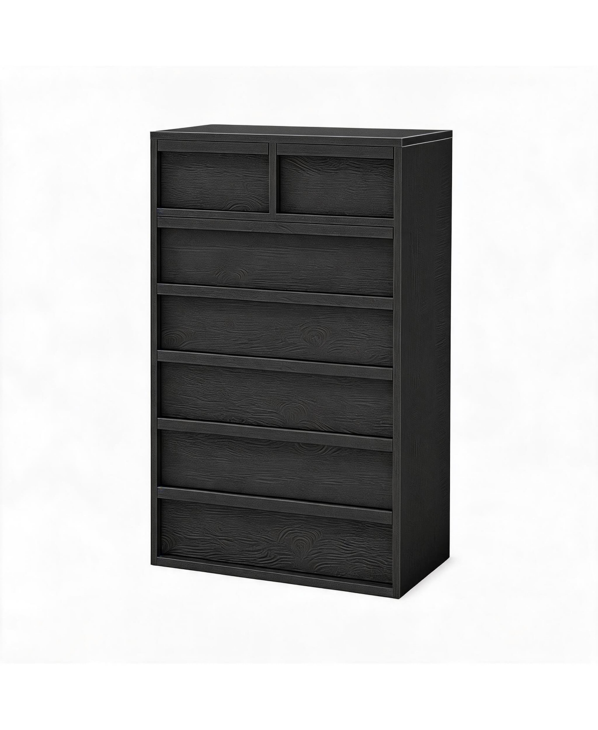 homfan 7-Drawer Dresser for Bedroom, 46.8 Inch Tall Wooden Chest with Storage, Wooden Handles, Vertical Dresser - Black