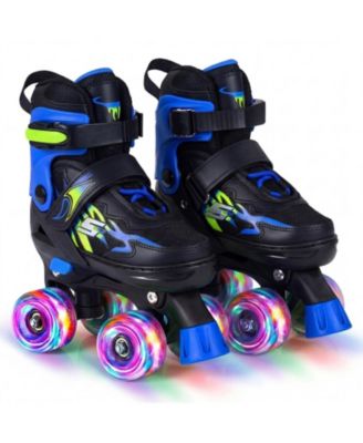 Kids Adjustable Quad Roller Skates with Light-Up Wheels for Beginners Ages 5-7