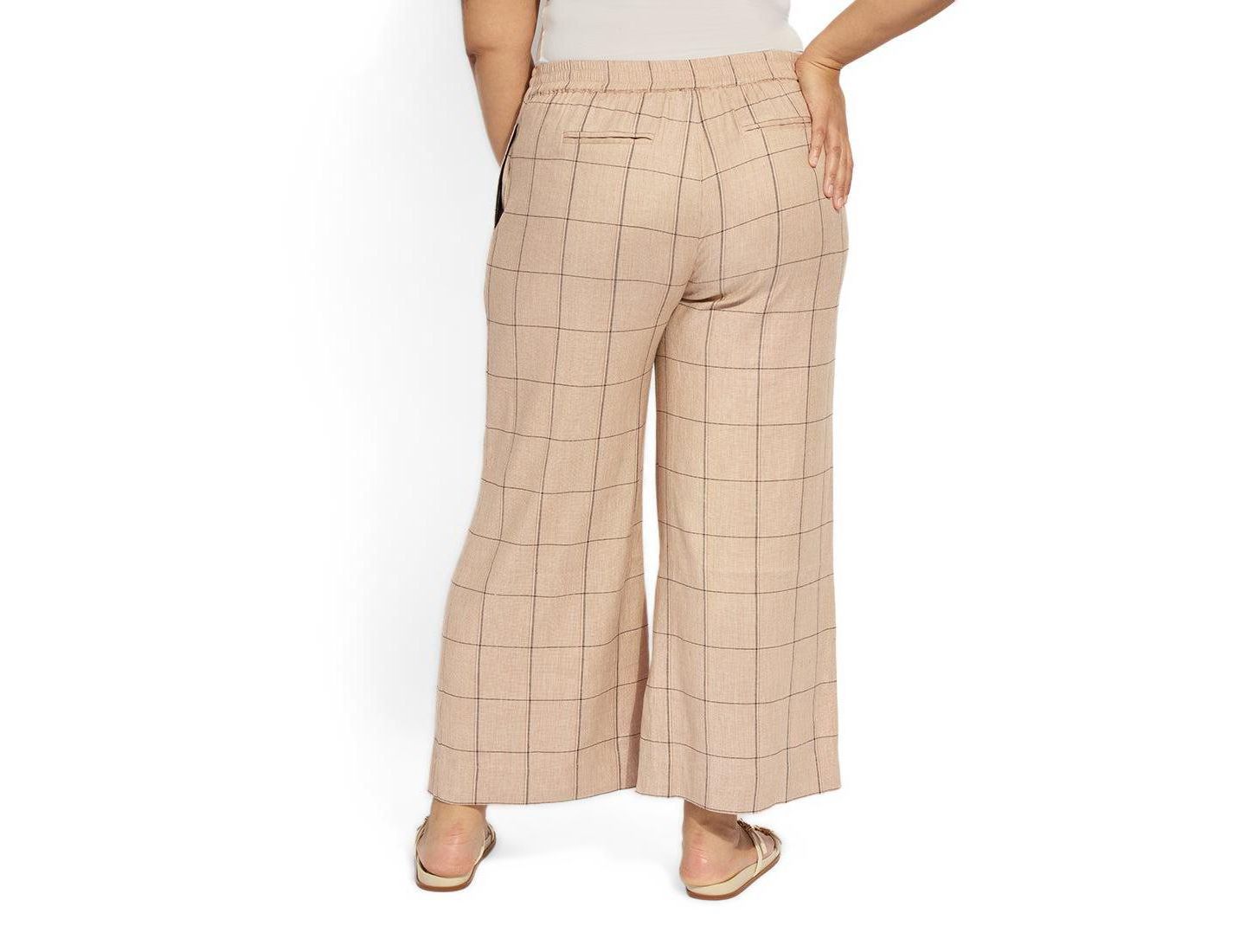 Женские брюки LYSSE Plus Size Nixie Drawstring Wide-Leg Linen-Blend, цвет: В клетку — фото 2