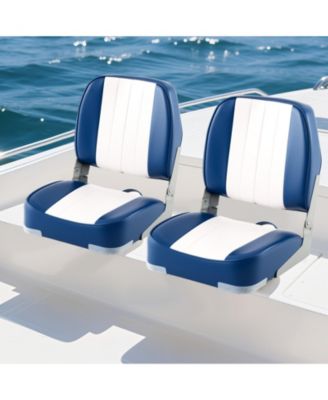 2-Pack Low-Back Folding Boat Seats, Waterproof PVC Hinges