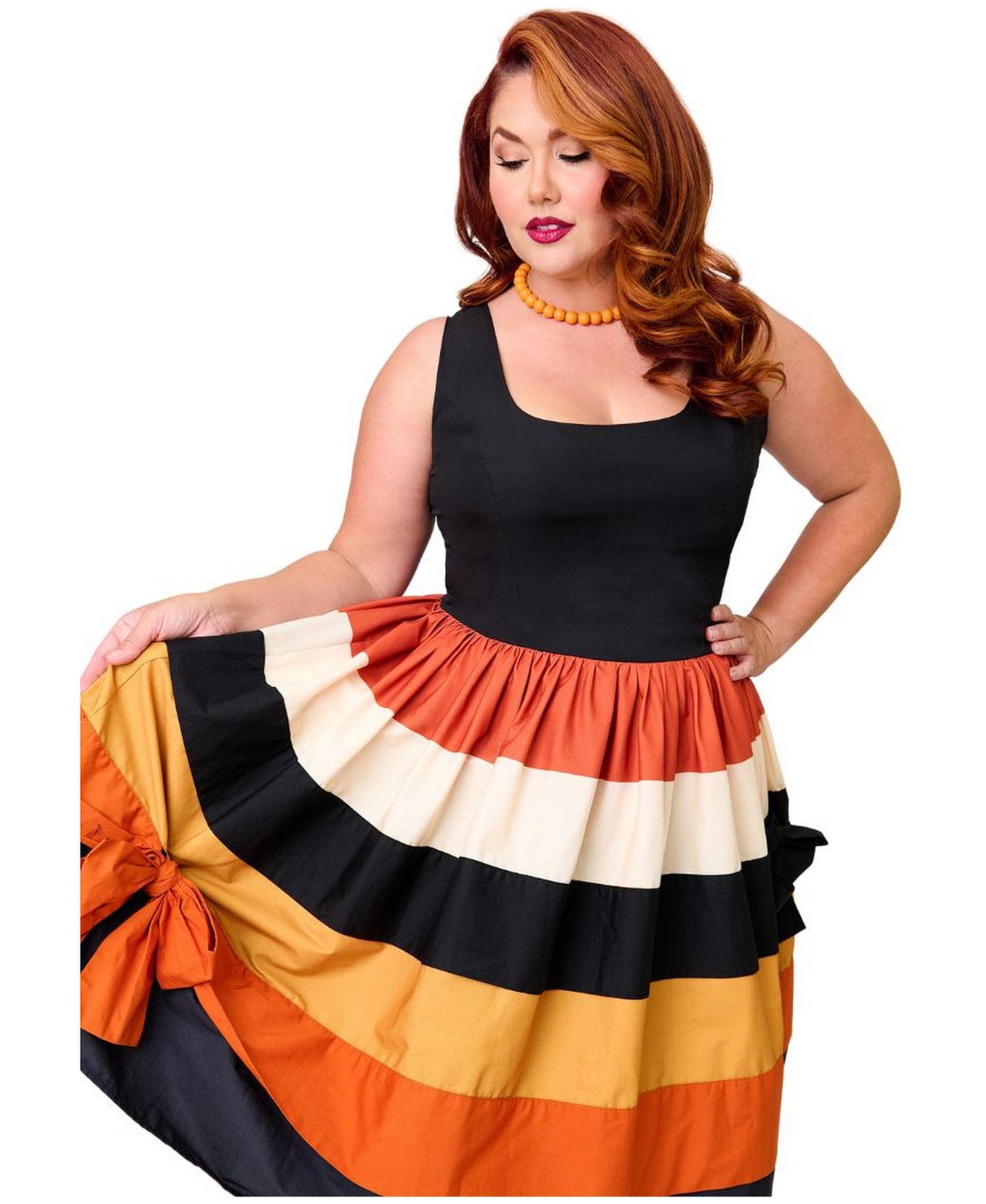 Plus Size Cindy Tiered Square-Neck Bow Dress