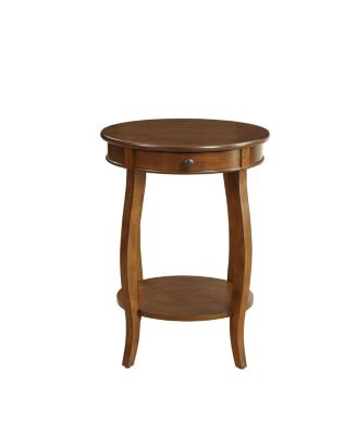 24" Solid Wood Round End Table With Shelf