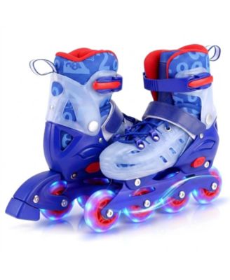 Kids Adjustable Inline Skates with Battery-Free Light-Up Wheels Ages 9-14