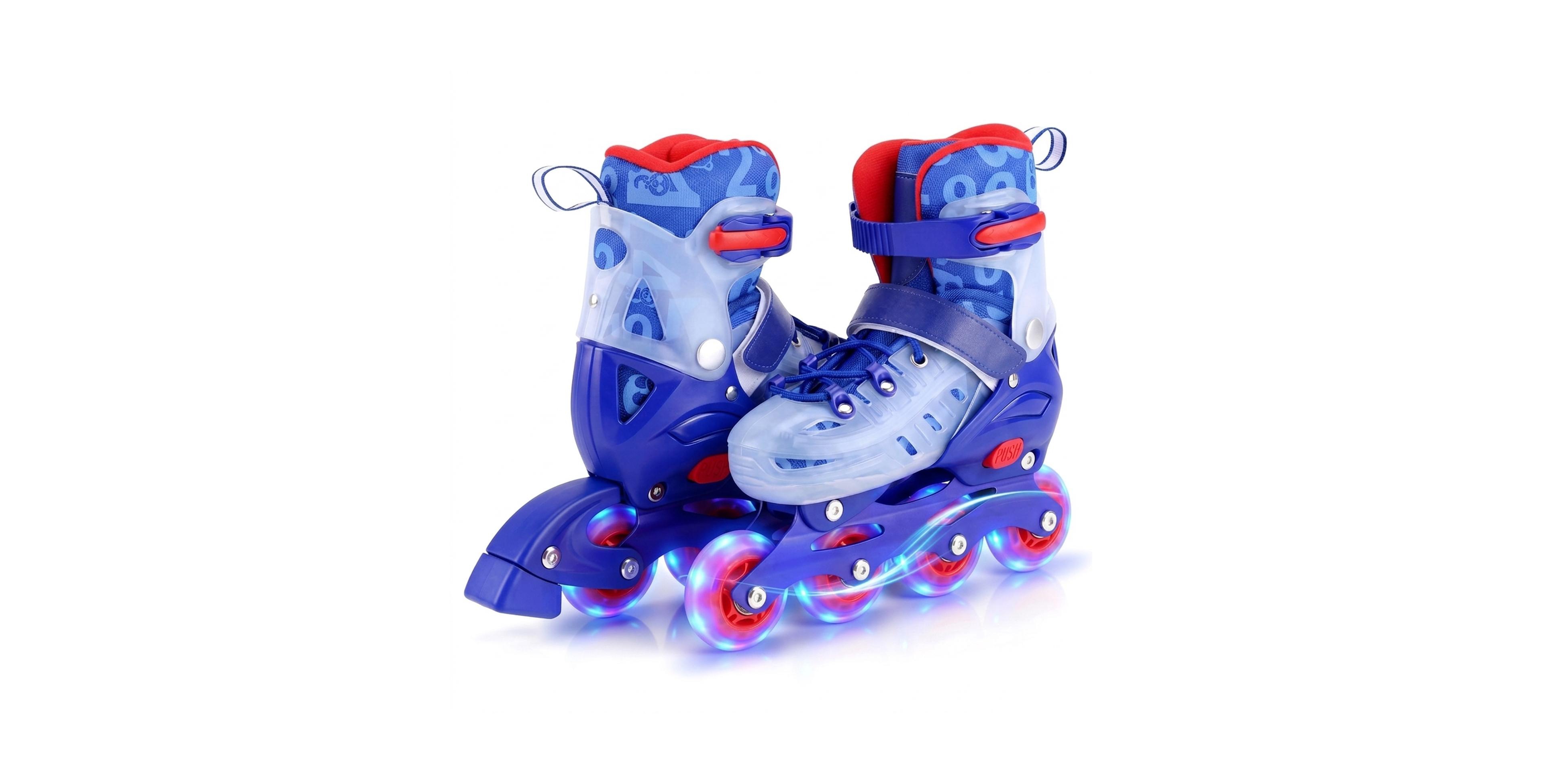 Hongge Kids Adjustable Inline Skates with Battery-Free Light-Up Wheels Ages 9-14